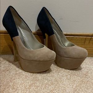 bebe black and nude stiletto platform heels